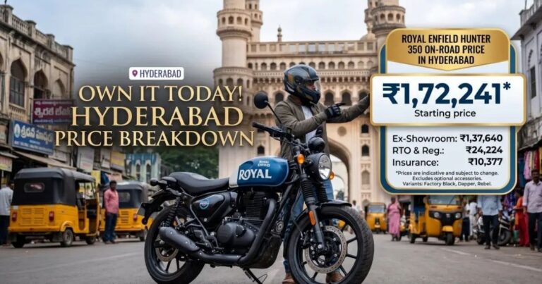 hunter 350 on road price in hyderabad